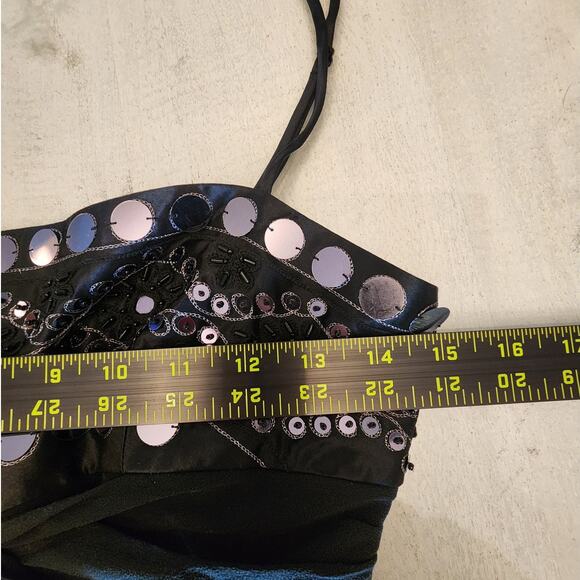 BCBG Maxazria Black Silk Beaded Cocktail Dress SZ 6P New Year's Eve Party - Picture 9 of 10